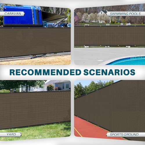 COARBOR 4' x 20' Fence Privacy Screen Heavy Duty Windscreen Fencing Mesh Shade Net Cover for Outdoor Wall Backyard Patio Deck and Porch, Brown - color: Brown, size: 0 4' x 20'