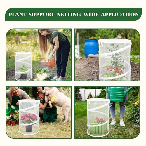 2-Pack Pop Up Plant Covers, Heavy Duty 18"x24" Mesh Plant Cover & Garden Cloche with Ground Stakes, Windproof Plant Protector Tent for Tomato & Strawberry (Protection from Birds & Animals) - size: 18''*24''