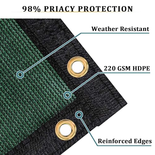 Shade&Beyond 5' X 25' Fence Privacy Screen Heavy Duty 220 GSM Fencing Mesh Shade Net Cover for Wall Garden Back Yard Outdoor Home Decoration, Dark Green - color: Dark Green, size: 0 5' x 2 5' Custom Size