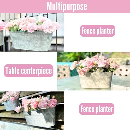 LaLaGreen Hanging Rail Planter (11.2 in, 2 Pack) Silver Metal Fence Pot - size: 11.2" (28 cm) x 2 Pack
