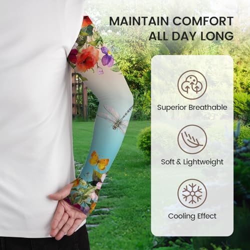 YPHCDO Gardening Sleeves for Women Sun Protection Cooling Arm Sleeves - color: Blue Purple