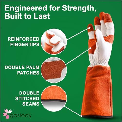 Leather Gardening Gloves for Women & Men - Thornproof Cowhide Work Gloves - size: X-Large