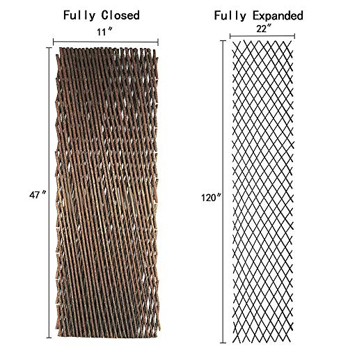 Natural Lattice Willow Trellis Fence for Climbing Plants,Expandable Garden Fence Wall Panel, Outdoor Decorative Wood Fence (4 Pieces)