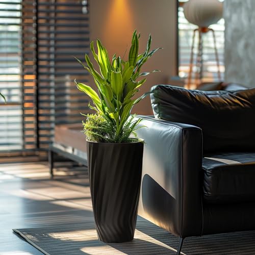 La Jolie Maison 24 Inch Tall Planters, Large Decorative Plant Pots Set of 2