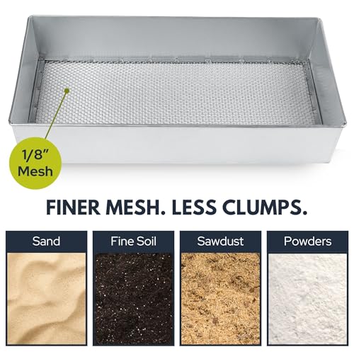 Wide Soil Sifter, 1/8-inch Galvanized Garden Sieve with Gloves - size: 1/8 inch