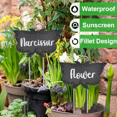 Metal Plant Labels, Waterproof Garden Sign 25 Pack Black Plant Tags - color: Black Butterfly, size: 25 PACK SUS 304 Garden Labels
