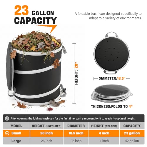 23 Gallon Collapsible Trash Can with Hard Bottom - size: 23 gallons