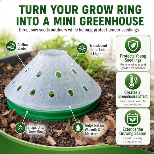 Outdoor Germination and Grow Kit with Greenhouse Domes - Direct Water and nutrients to Roots, Protect Seeds and Seedlings, 4 Sets, Green, Made in The USA - color: Green