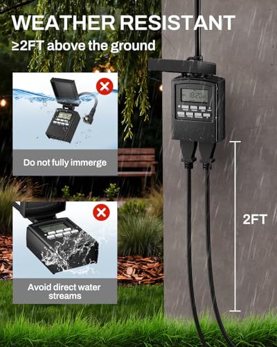 BN-LINK Outdoor 7-Day Programmable Timer Outlet, 2 Outlets, 2 Pack - size: With-Lid 2 Pack