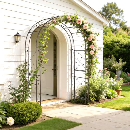 VINGLI Garden Arbor, Arch for Wedding Ceremony Party, Christmas Garden Decor Steel Garden Trellis for Plant Climbing, Pergola for Garden, Backyard, Lawn (Arch Top, Bronze) - style: Arch Top, Bronze