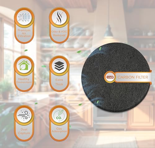 Premium Charcoal Activated Carbon Fiber Replacement Air Filter for Kitchen Compost Bin (10 Pack, Round 7.25") - size: 7.3" x 7.3" x 0.2"