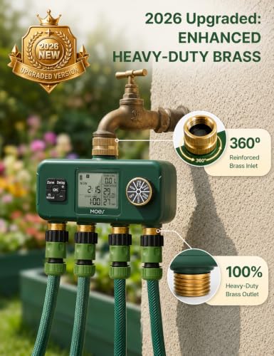 MOES 4-Zone Water Timer for Garden Lawn Hose, Brass 3/4 Inlet & Outlets - size: 4 Zones