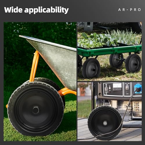 AR-PRO (2-Pack) 13" Flat Free Tire and Wheel - with 5/8" Axle Bore Hole, 2.17" Offset Hub - 13 lnch Solid Wheels Compatible with Garden wagon Cart,Hand Trucks,Utility Cart and Lawnmower Yard Trailers - size: 13" Solid Tire (2-Wheel)
