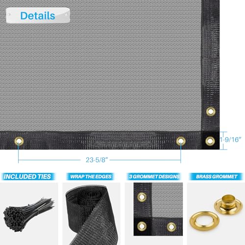 Patio Paradise 4' x 1' Gray Privacy Fence Screen Heavy Duty Fence Cover with Grommets, Mesh Shade Fencing Chain Link Temporary Fence Panels for Outdoor Balcony Deck Patio Backyard - color: Light Gray, size: 4' x 1'