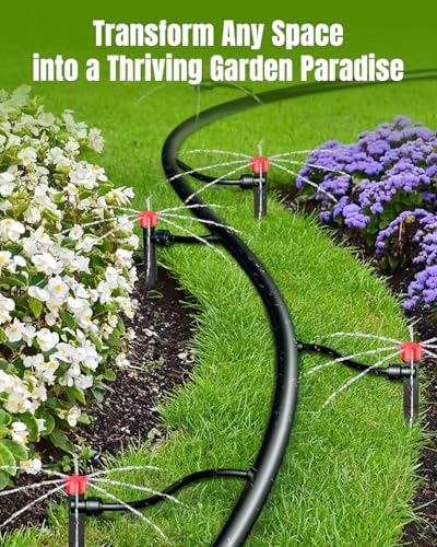 Pawfly 30 Pcs Push-to-Fit Drip Irrigation Emitters with Adjustable Water Flow Irrigation Drippers Drip Emitters Sprinklers with Stake & 8 Holes Drip Irrigation System Parts for 1/4 Inch Tubing - size: 30 PCS Drip Irrigation Vortex Emitters