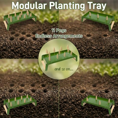 Seed Planting Tool and Spacer, Steel Template with 11 Sockets