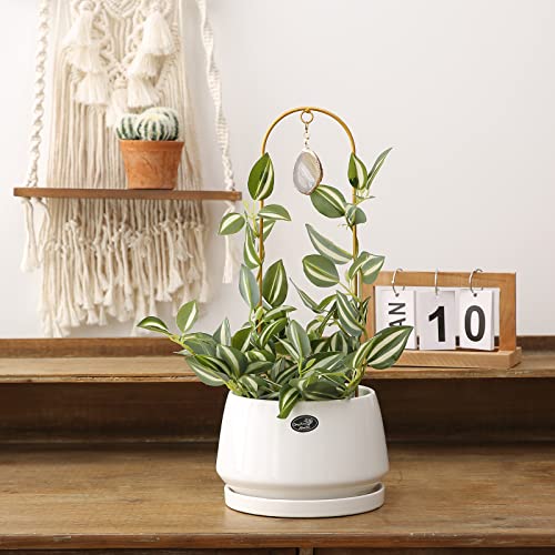 2PCS Small Gold Plant Trellis for Indoor Potted Climbing Plants with Agate - color: 01-White Red