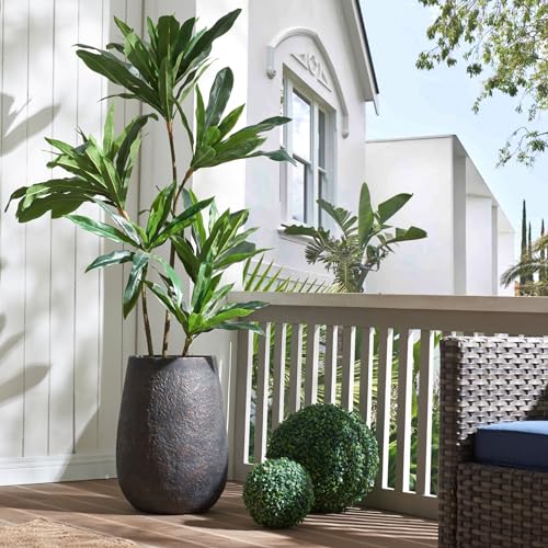 19.7" Heavy-Duty Concrete Planter with Drainage Hole for Outdoor Indoor - color: Bronze Rust, size: 20"H Single