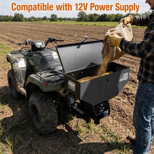 200lb ATV Seed Spreader, 12V Adjustable Fertilizer Spreader