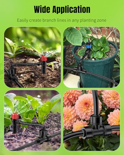Pawfly 15 Pack Quick Connect 1/4" Drip Irrigation Tee Connectors, Push-to-Connect Drip Irrigation Tee Fittings for 1/4 Inch Irrigation Tubing & Sprinklers, Anti-Leak Drip Irrigation System Parts - size: 15pcs 3 Way Reducing Tee