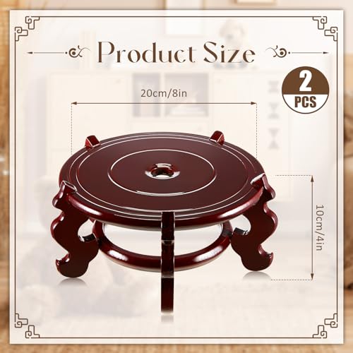 Geetery 2 Pcs 4–12 in Oriental Wooden Plant Stand Indoor Vase Stand, 8 in - size: 8 in