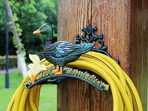 Garden Hose Holder Cast Iron Heavy Duty Water Hose Hanger, Outside Wall Mount, Solid Metal Decorative Rack/Organizer/Stand, Easy to Install, Hold Up to 50/75/100 ft (Hose holder - Duck) - style: Hose holder - Duck