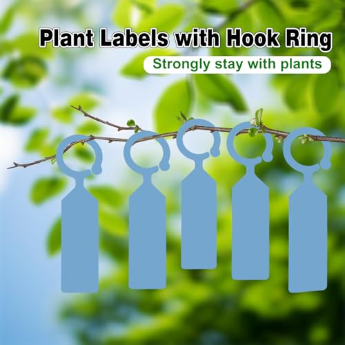 Plant Labels Yuanling 100Pcs Plastic Waterproof Plant Tree Tags Nursery Garden Markers for Indoor Outdoor Gardening Plants Vegetables Flowers Potted (Blue Color with 1 Marker Pen) - color: Blue