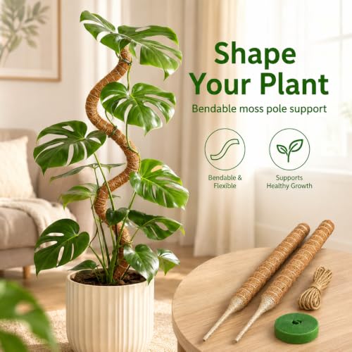 2 Pack 28'' Moss Pole for Monstera, Bendable Coco Coir Plant Support Stakes - size: 2 Pack ( 28-Inch)