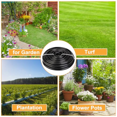 1/2 Inch Irrigation Tubing 50ft, PE Rigid Drip Irrigation System for Garden, (0.52″ ID X 0.60″ OD) Black Dripline, Garden Watering, Automatic System - size: 1/2''50ft