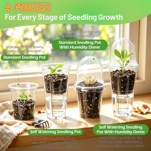 30 Pack 3.5" Self Watering Propagation Pots, Seed Starter Cups with Dome - size: 3.5 Inches