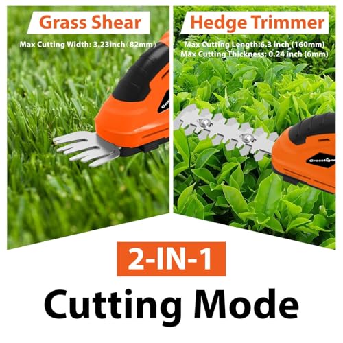 Grasstigon 7.2V Hedge Trimmer Cordless, 2 in 1 Grass Shear Handheld, Electric Bush Trimmer, Lightweight Rechargeable Shrub Trimmer for Garden Yard Lawn (Orange) - color: Orange