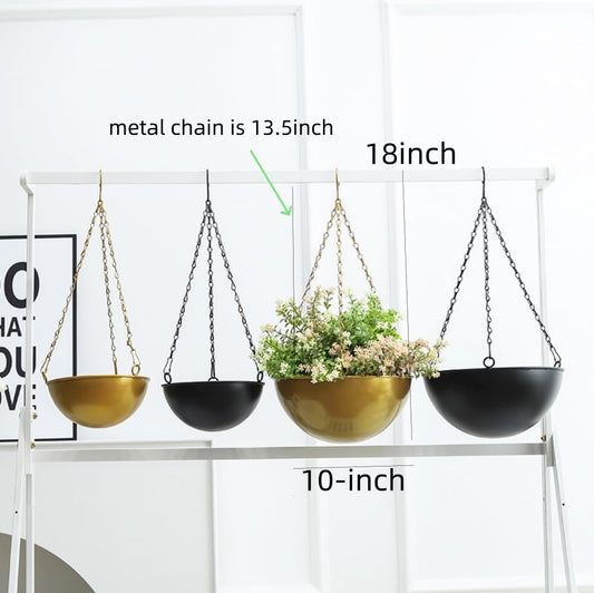 Black Metal Hanging Planters for Indoor Outdoor Plants,10" Hanging Baskets - color: Black