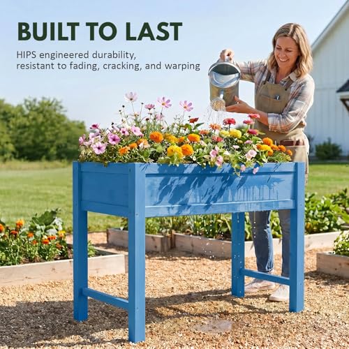 PASAMIC Raised Garden Bed with Legs, 40" HIPS Sturdy Elevated Planter Box - color: Blue, size: 40x24x30in