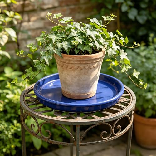 Ceramic Plant Saucer, 11.4 inch, Falling Blue - color: Falling Blue