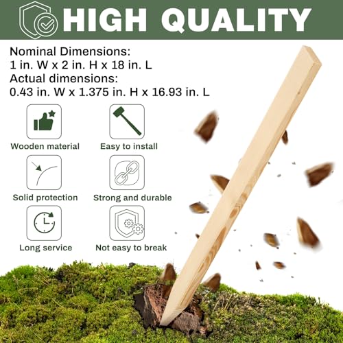 Colingmill 20 Pieces Wooden Garden Stakes 18 Inch Grade and Survey Stakes Wooden Garden and Sign Posts for Plant Support Silt Fence Yard Farm Survey Boundaries Baselines - size: 18 Inch