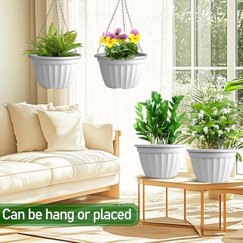 FGstyle Hanging Planters 10 Inch 4 Pack,Hanging Baskets for Plants Outdoor - color: White, size: 10 inch-4 pack