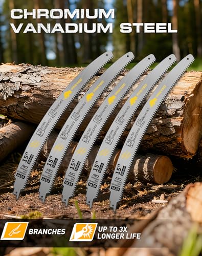 15-Inch Arc Edge Reciprocating Saw Blades, 6TPI for Wood Pruning, 5 Pack - size: 15 INCH