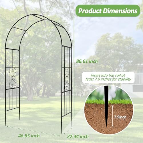 Garden Arch - 87"(H)*47"(L), Rust-Resistant and Sturdy Metal Garden Arbor - size: 87"(H)*47"(L)*22.5"(W)