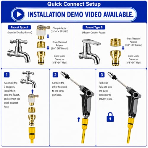 2026 Upgraded High Pressure Jet Nozzle Power Washer for Garden Hose, Water Jet Sprayer Wand with Foam Bottle, 3 Connectors and Chenille Wash Mitt for Car Washing, Patio, Lawn, Garden