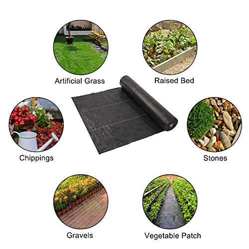 TUFFIOM Weed Barrier Garden Landscape Fabric, Woven Ground Cover, 125gsm Heavy Duty Material for Superior Weed Control, Perfect for Greenhouse, Yard, Flower Bed, Garden (4 x 100 FT) - size: 4 x 100 FT