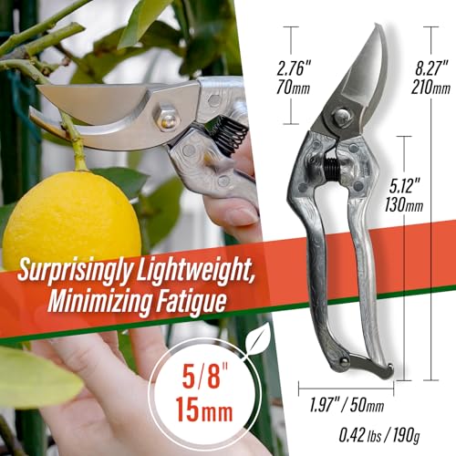 SUIZAN Bypass Pruning Shears 8.3" - Japanese Hand Pruners Garden Scissors - style: 8.3 Inch (210mm) Aluminum Handle Pruner