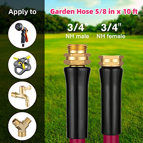 WELLUCK Garden Hose 5/8 in x 10 ft, Heavy Duty Durable Anti Kink Flexible Garden Water Hose for Drinking Water Safe BPA Free, All-weather Lightweight Water Hose for Garden RV Camper Marine - size: 5/8 in x 10FT, style: Pink