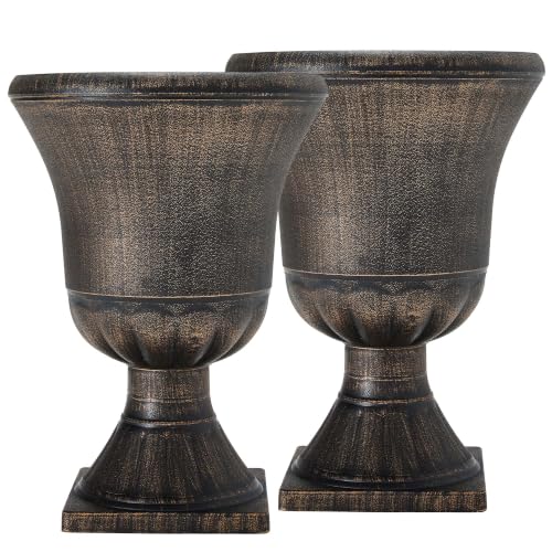 22" Tall Urn Planters Set of 2 Large Flower Pots, Antique Bronze - color: 22"-antique Bronze