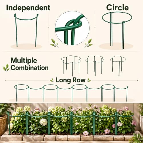 6 Pack Tall Plant Support Stakes – Peony Cages and Supports 10"W x 16"–32"H - size: 6 Pack (up to 32")