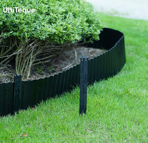 30Pcs 10Inch Black Metal Landscape Edging Stakes, No Installation for Corrugated Garden Landscape Edging/Terrace Board/Grass Barrier/Bender Board/Garden Liner/Tent pegs/Dog Stakes - color: Black-30PCS