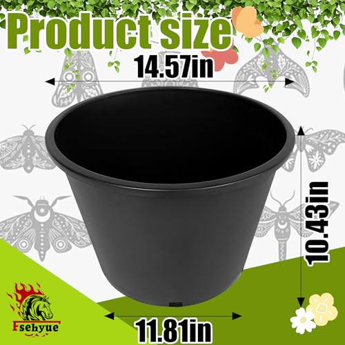 7 Gallon Nursery Pots Plastic Container Injection Molded Pot for Plants Flexible with Drainage Holes Suitable for Plants Soil Growers or Hydroponics Black 10 Pcs - size: 7 Gallon