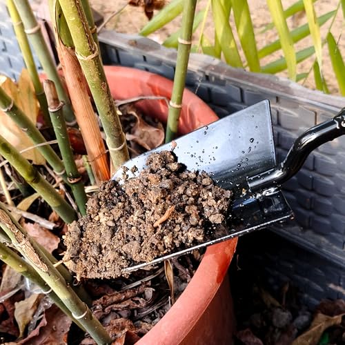 2-in-1 Trowel and Transplanter Gardening Tool Set, Outdoor Hand Tools, with Non-Slip Handle and Protective Blade Covers, Ideal Gardening Gifts for All (Black) - color: Black