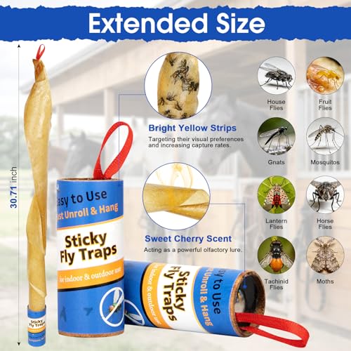 40 Pack Fly Strips Indoor Hanging Fruit Fly Trap Outdoor Sticky - size: 40 pack
