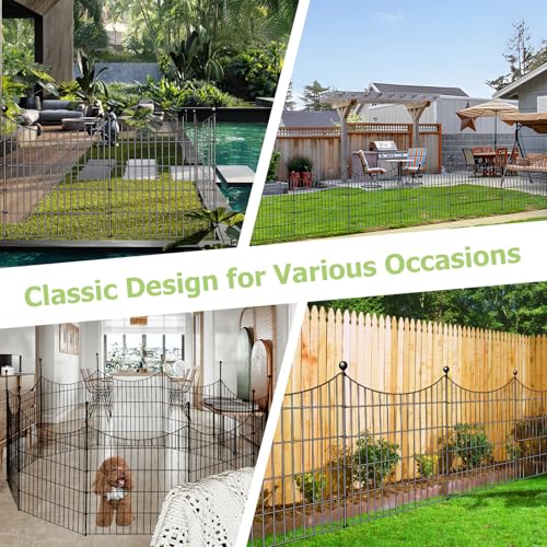 10‑Panel No‑Dig Garden Fence with Gate, 32" H x 23.6'L Outdoor Dog Barrier - size: 10pc 23.6 ft(L) X 32 in(H) with Gate-Concave