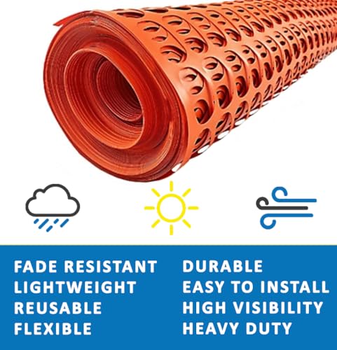 Electriduct Plastic Construction Fencing 100 Feet Orange Netting Barrier Safety Mesh Snow Fence Roll - color: Orange, size: 100 Feet